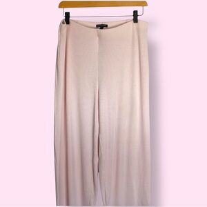 Eileen Fisher Pink Ribbed Lounge Pants Cropped Wide Leg Women’s